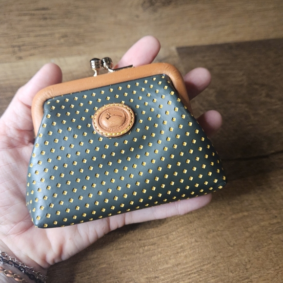 Green and Tan Polka Dot Coin Purse - Picture 1 of 10